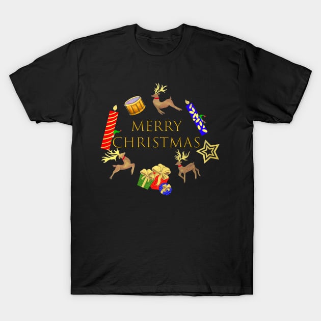 Merry Christmas Card T-Shirt by DesignsByMonique